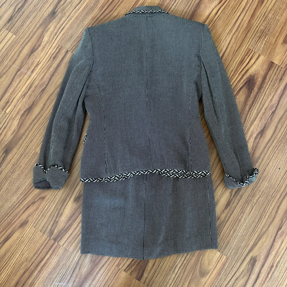 Vintage Christian Dior Black and White Herringbone suit Blazer and skirt sz 6 - Picture 4 of 10